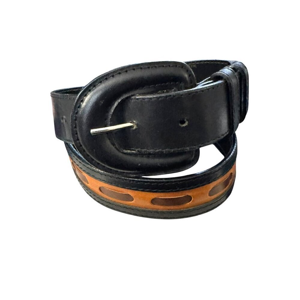Ginnie Johansen Vintage Leather Belt Women’s size small Brown Black Minimalist